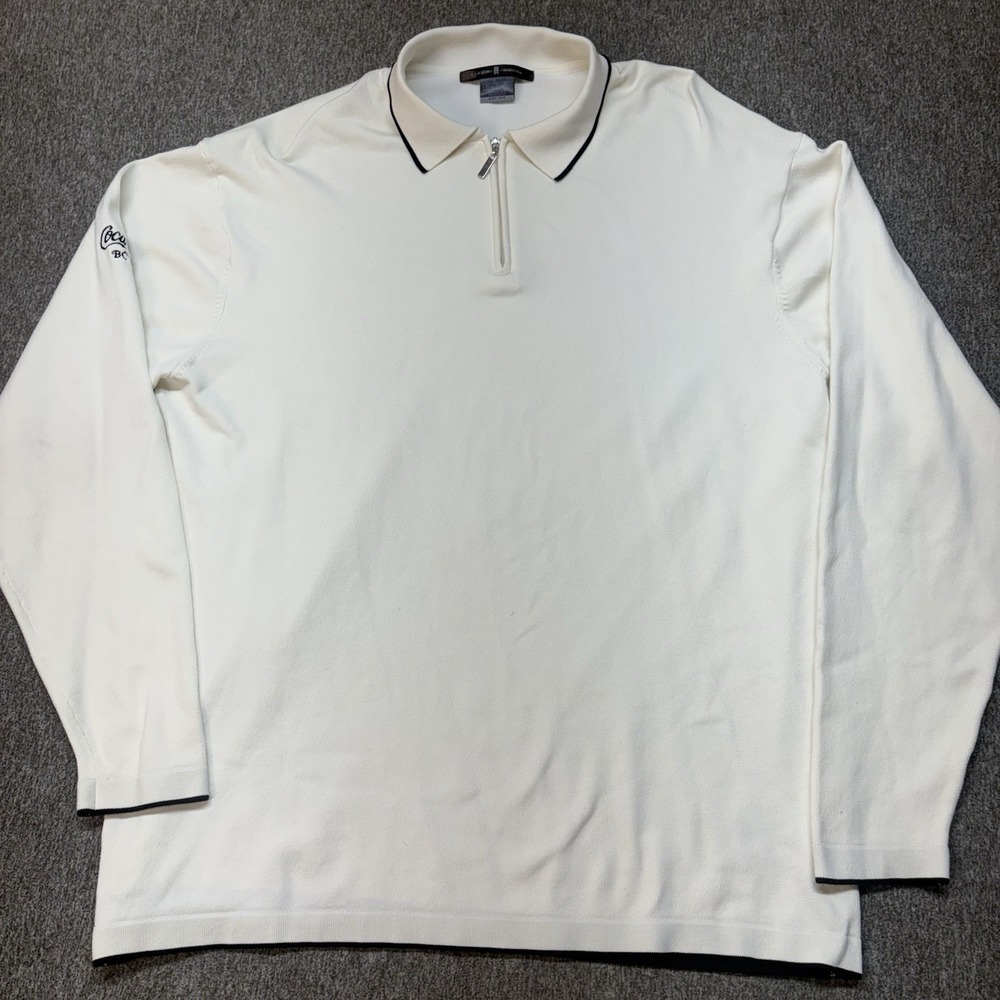 Vintage Nike Golf Tiger Woods 1/4 Zip Pullover Mens XL White Sweatshirt